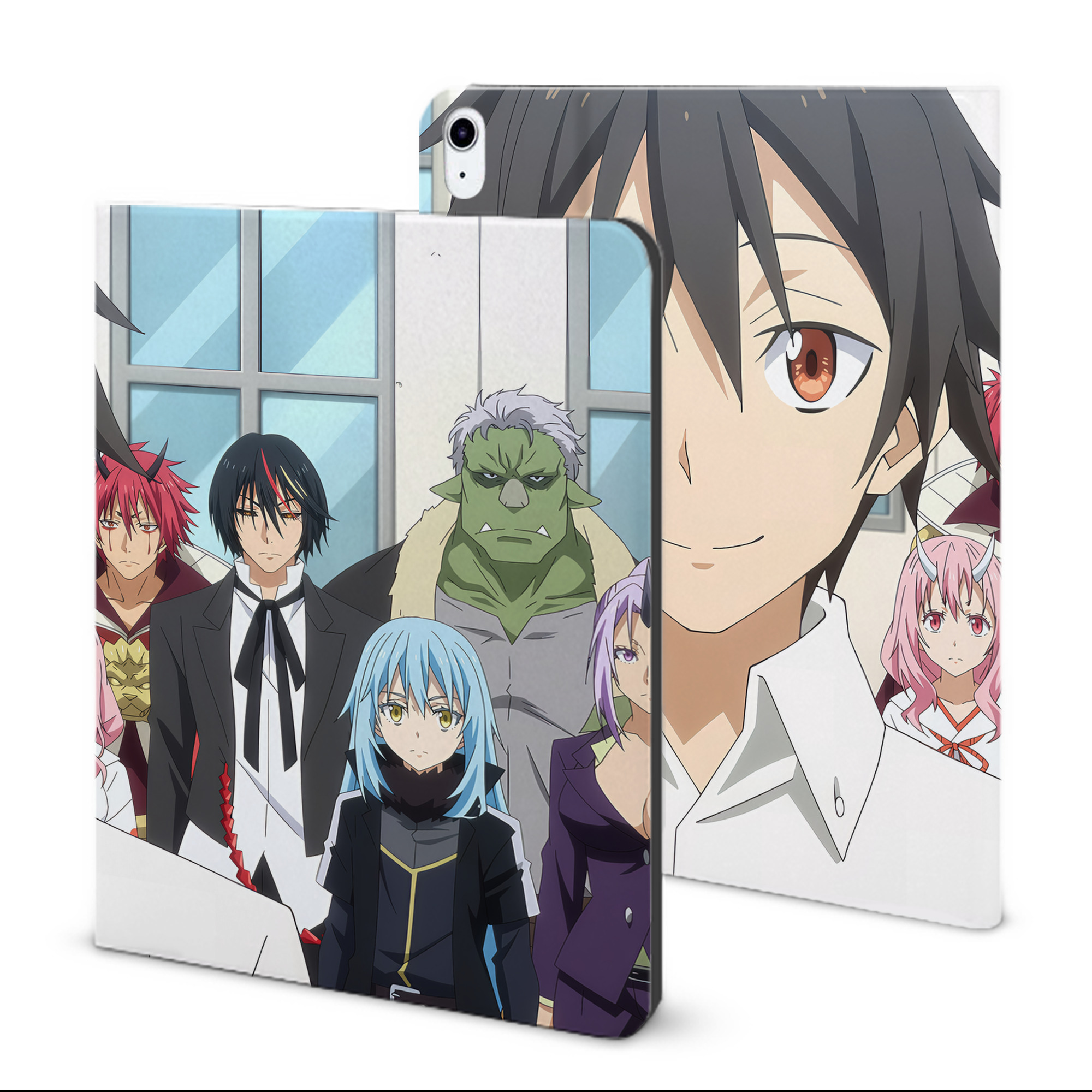 （画像用） 転スラ Regarding Reincarnated to Slime IPad ケース ブック型 PUレザー TPU 耐衝撃 軽量 薄型 ペン収納なし 全面保護 IPad 各モデル対応